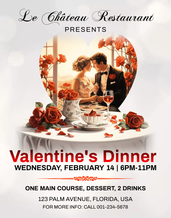 Valentine's Dinner Flyer Template Poster/Wallboard