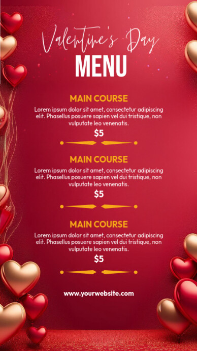 Valentine's Dinner Menu Instagram Story template