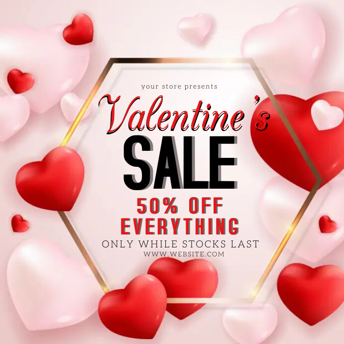 valentine's discount SALE event TEMPLATE Kwadrat (1:1)