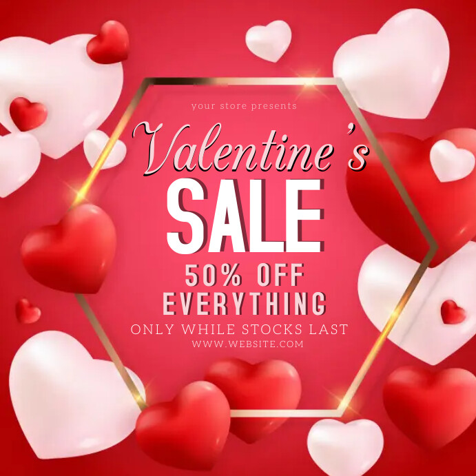 valentine's discount SALE event TEMPLATE Kwadrat (1:1)
