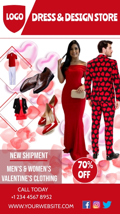 valentine's dress and design store template Status WhatsApp