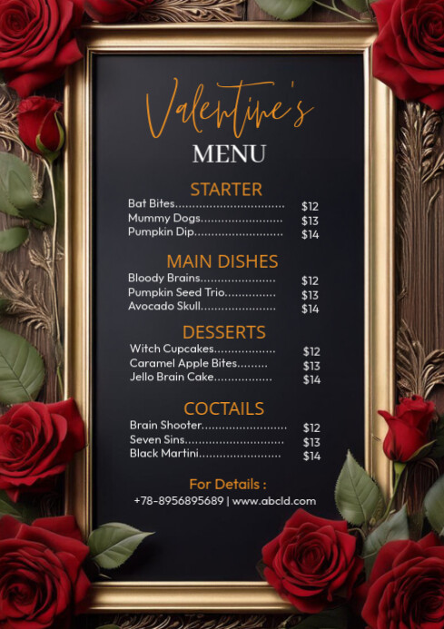 Valentine's Food Menu Design A4 template