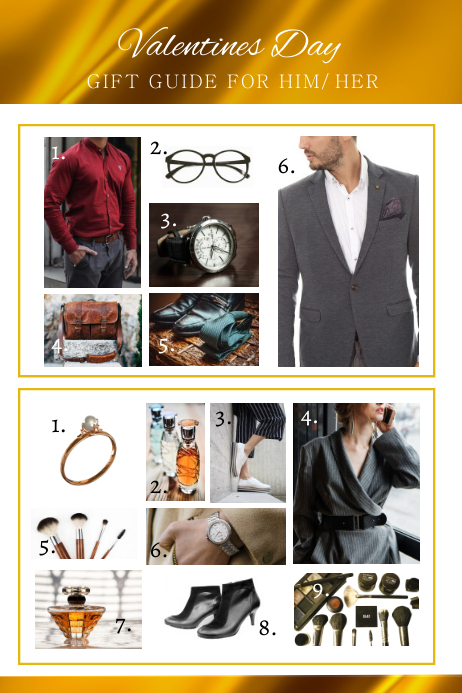 Valentine's gift guide for him and her portra Plakat template