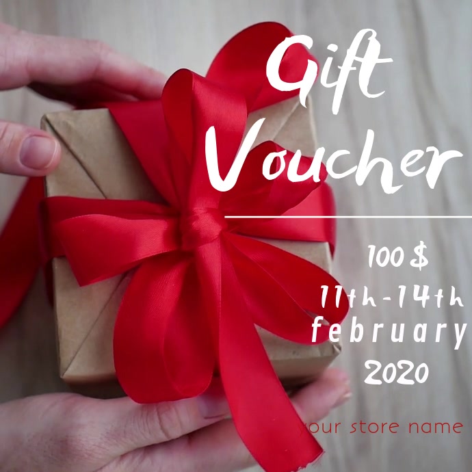 valentine's gift voucher online card Square (1:1) template