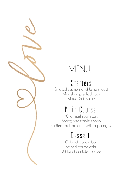 Copy of Valentine's Love menu | PosterMyWall