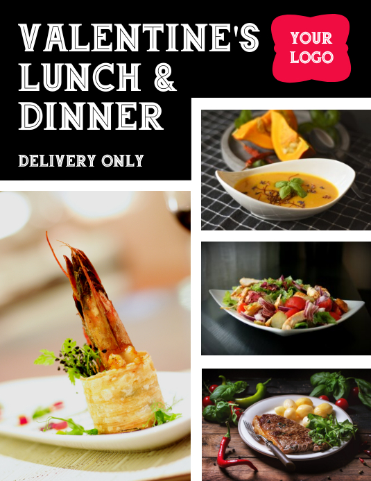 Valentine s lunch and dinner delivery flyer template postermywall