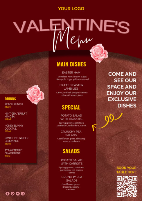 valentine's menu 2023 A4 template