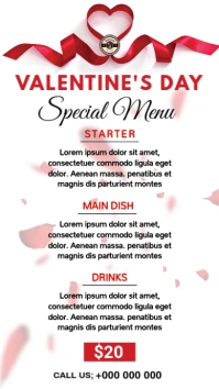 Valentine's menu Digitale Vertoning (9:16) template