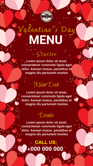 Valentine's menu Display digitale (9:16) template