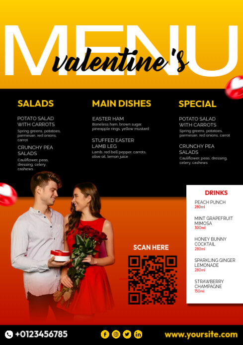 Valentine's Menu Template | PosterMyWall