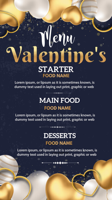 valentine's menu Instagram 快拍 template