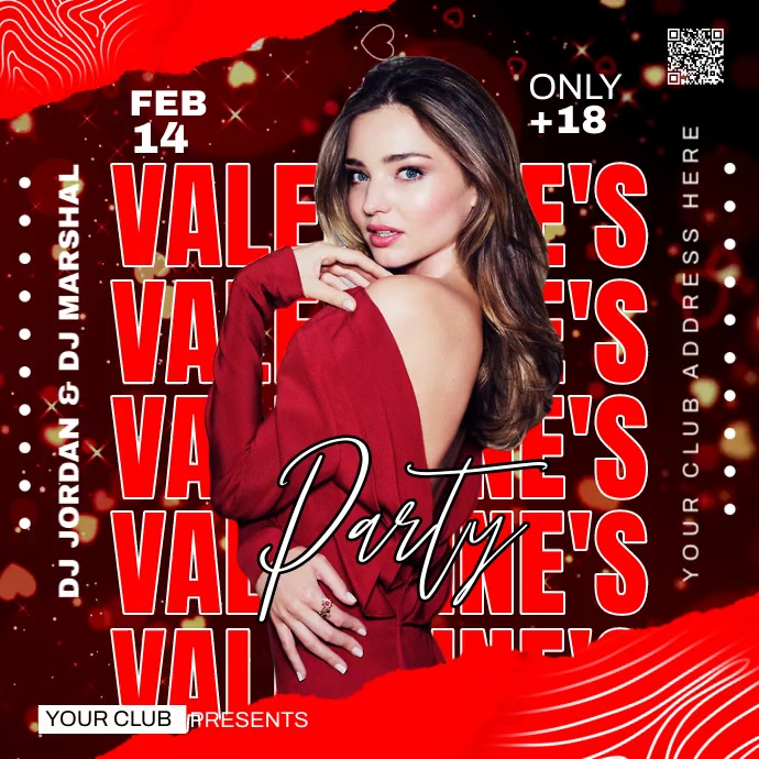 Valentine's party flyer Wpis na Instagrama template
