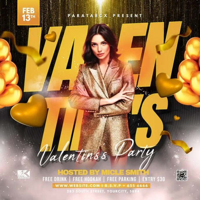 Valentine's Party Video flyer Kwadrat (1:1) template