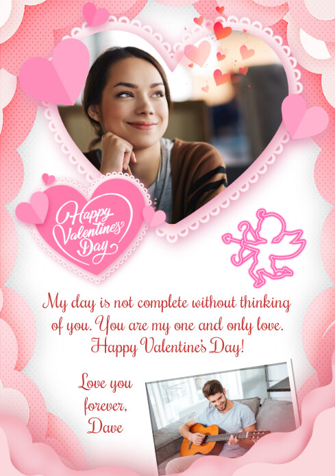 Valentine's photo collage design A4 template