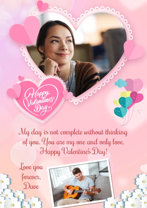 Valentine's photo collage design A4 template