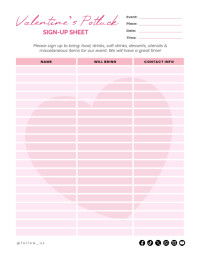 Valentine's potluck sign up sheet design Template | PosterMyWall