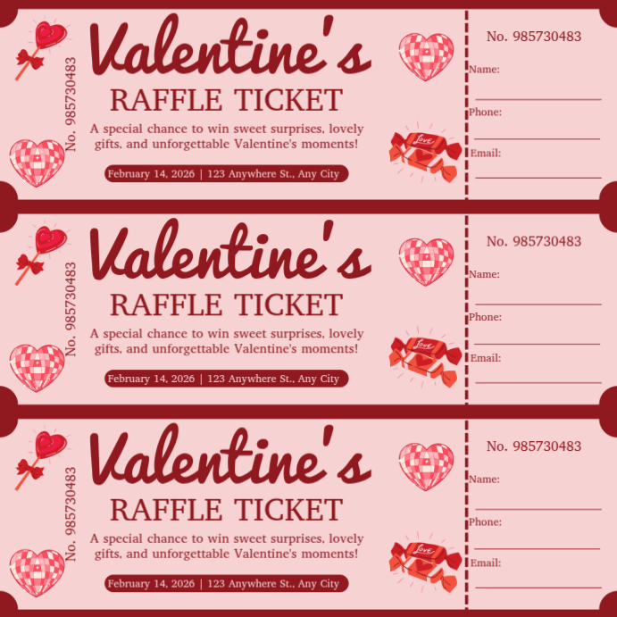 Valentine's Raffle Ticket Template | PosterMyWall