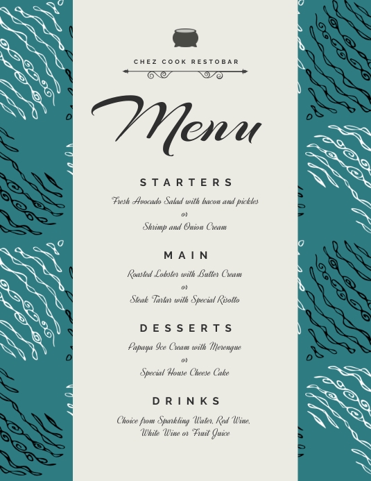 Valentine's Romantic Elegant Menu Template PosterMyWall