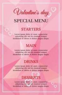 Valentine's Special Menu Card Template Media Página Ancho