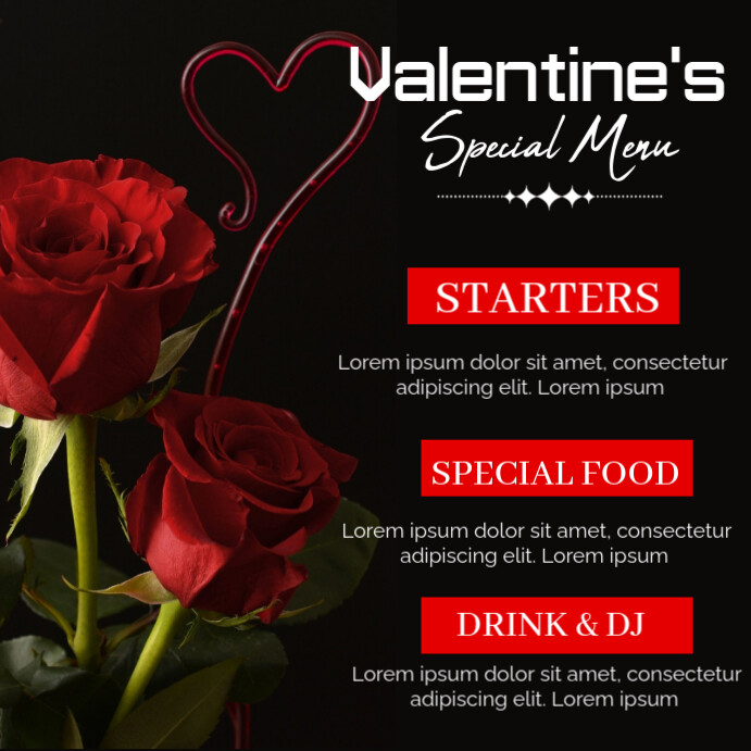 Valentine's special menu template Instagram 帖子