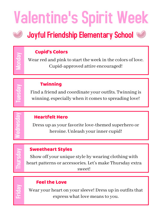 Valentine's Spirit Week Template | PosterMyWall