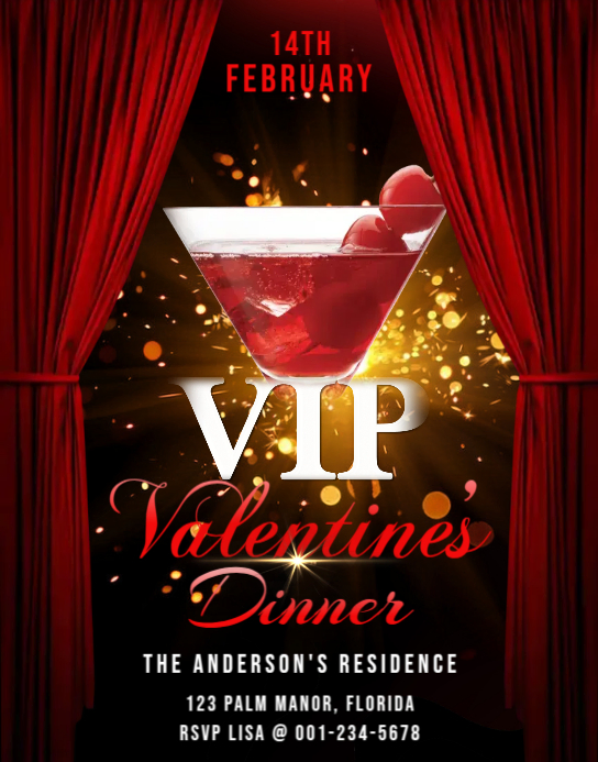 Valentine's VIP Dinner Flyer Template Plakat/tablica ścienna