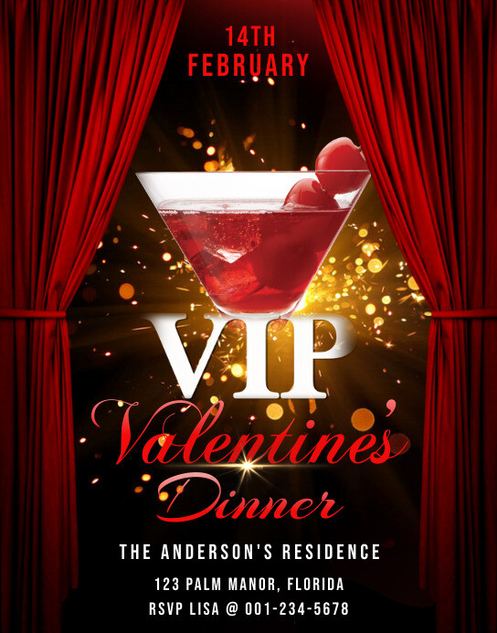 Valentine's VIP Dinner Flyer Template Poster/Wallboard