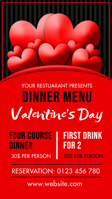 valentine, romantic, anniversary, menu Indaba yaku-Instagram template