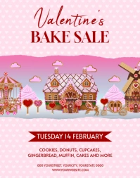 valentine bake sale poster with gingerbread landscape Poster/Wallboard template