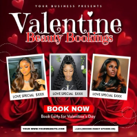 Valentine Beauty Bookings – Hair & Makeup Valentine’s Day Promo Template Instagram Post