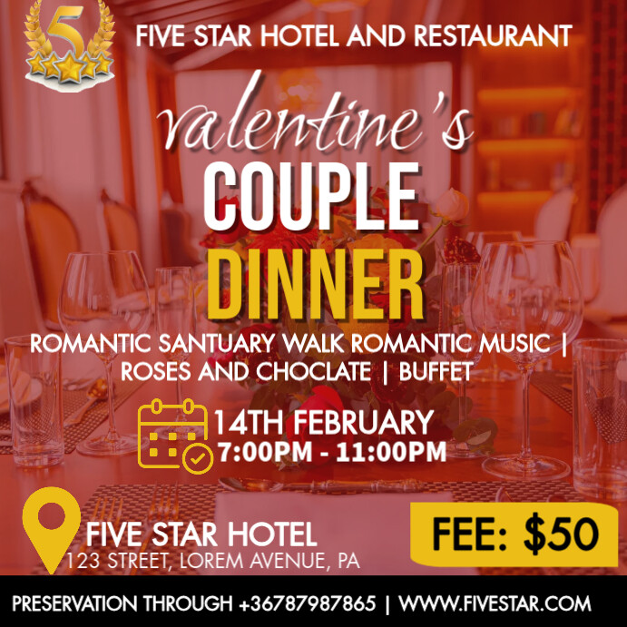 Valentine Couple's Dinner Post Instagram template