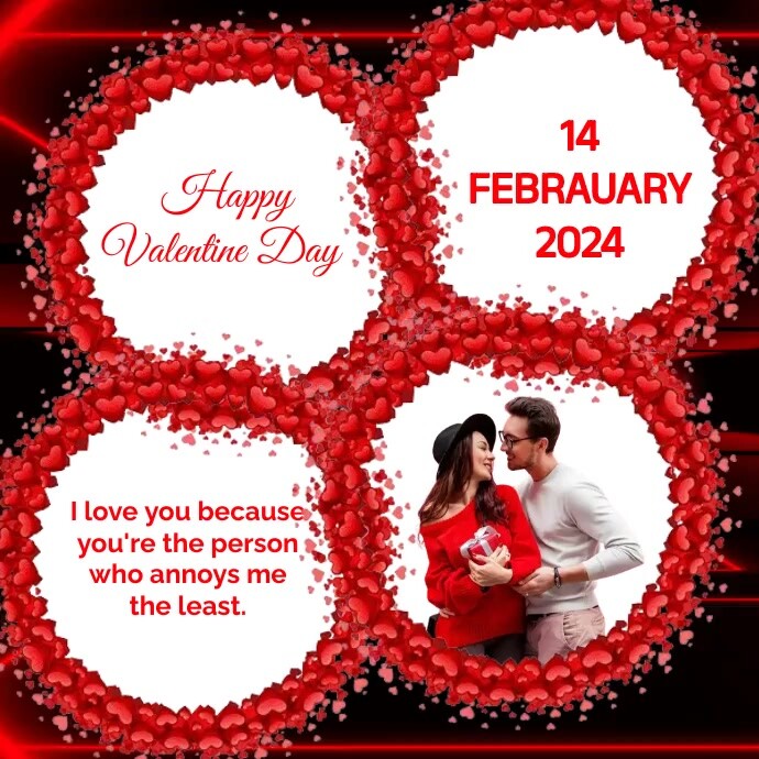 valentine day 2024 message flyers Instagram Post template