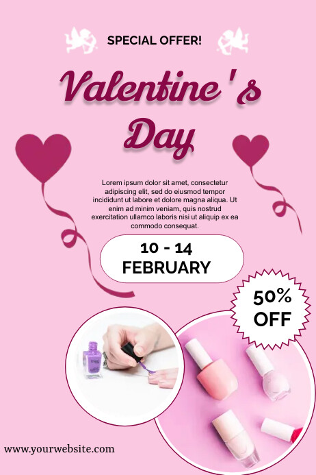Valentine Day 50%off sale poster design Template | PosterMyWall