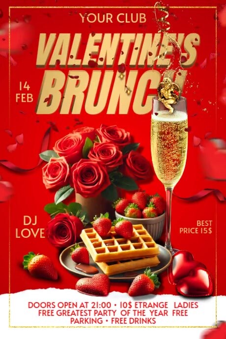 Valentine Day Brunch Banner 4' × 6' template