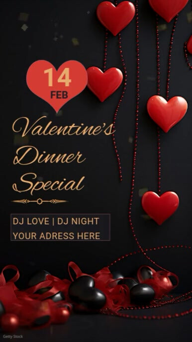 valentine day dinner Instagram Reel template