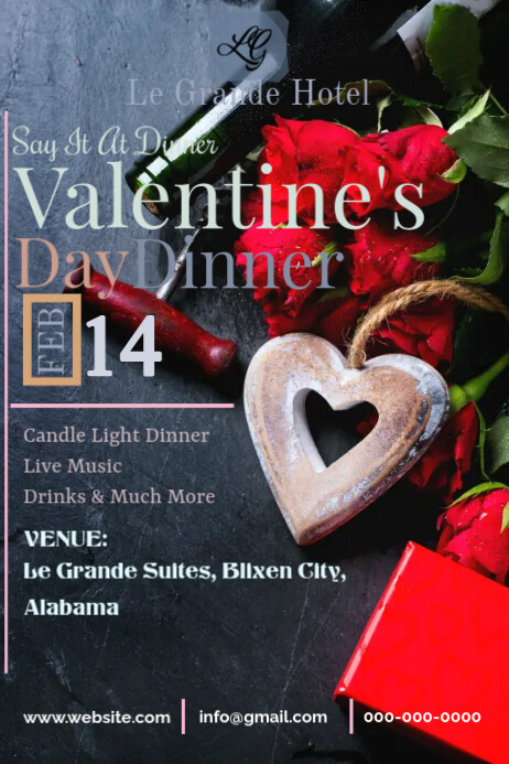 Valentine Day Dinner Template | PosterMyWall