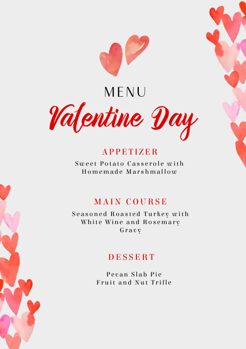 Valentine Day Menu Template PosterMyWall Valentine Day Menu Template PosterMyWall