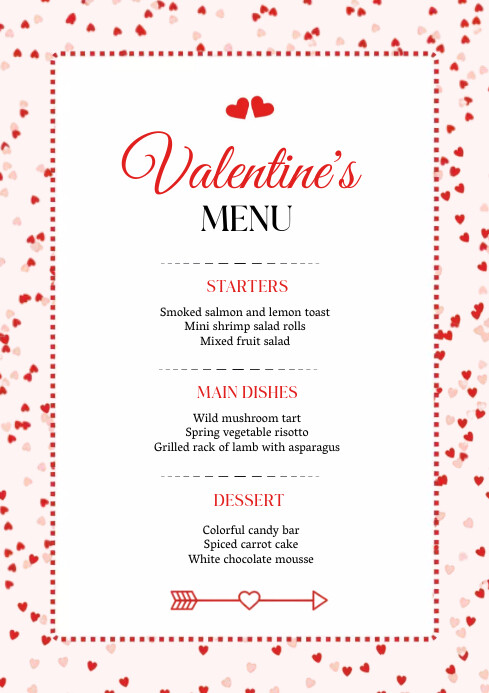 Valentine Day Menu Template | PosterMyWall