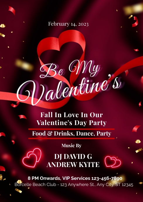 valentine day party, sale A4 template
