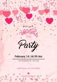Valentine day party invitation template free A5