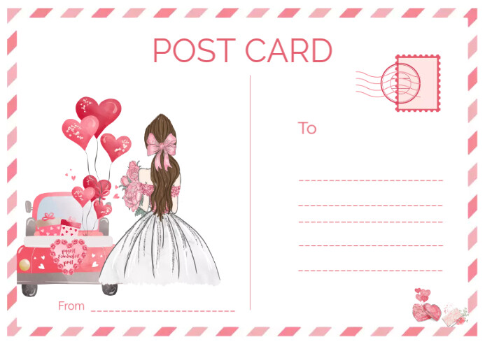 Valentine Day post card, Love card Pocztówka template