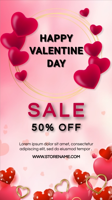 Valentine day sale card instagram story (3) template