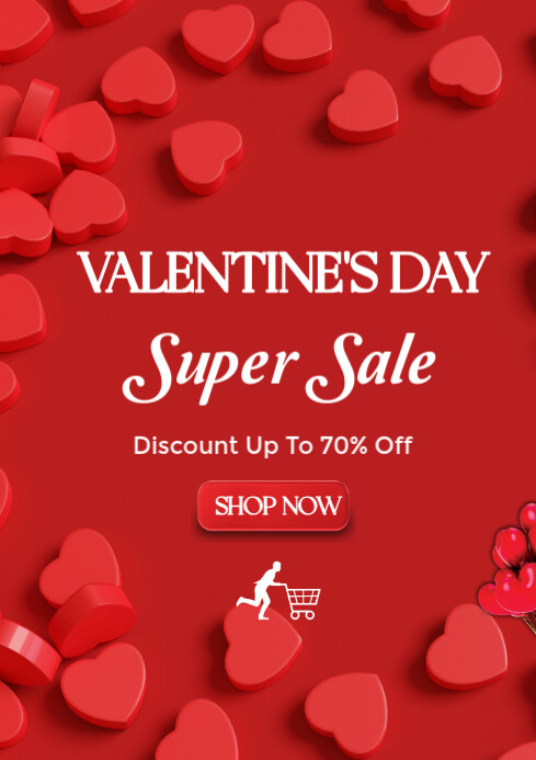 Valentine Day Sale Flyer A4 template