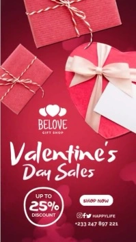 Valentine Day Sales Video Design Digitale display (9:16) template