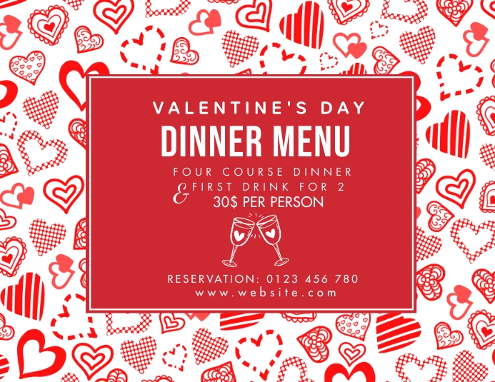 valentine dinner, romantic,menu Template PosterMyWall