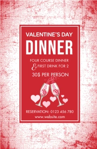 valentine dinner, romantic,anniversary,menu Poniekoerant template