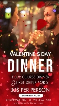 valentine dinner, romantic,anniversary,menu Instagram Story template
