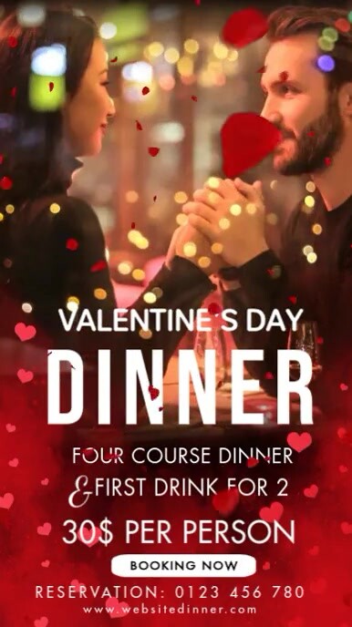 valentine dinner, romantic,anniversary,menu Instagram Story template
