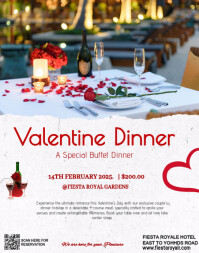 White Valentine's Day Dinner Poster/pannello Template