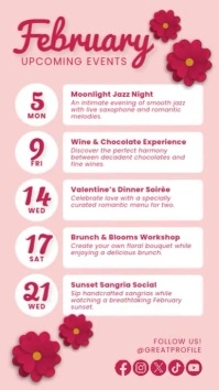 Valentine Flower Animation February Schedule Template Historia de Instagram